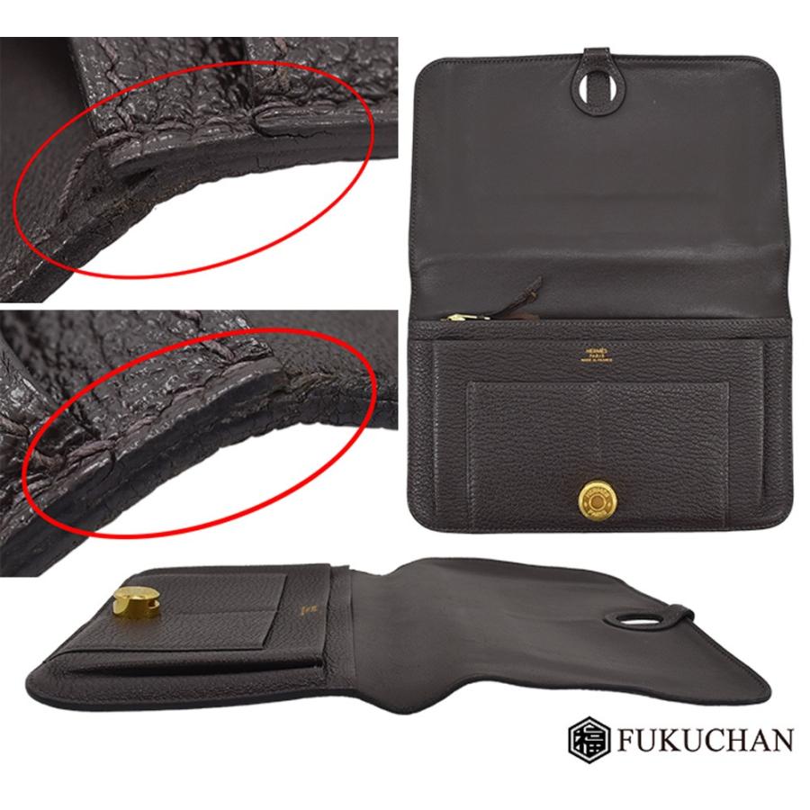 HERMES（エルメス） ドゴンGM 財布 ショコラ×シェーブル ゴールド金具