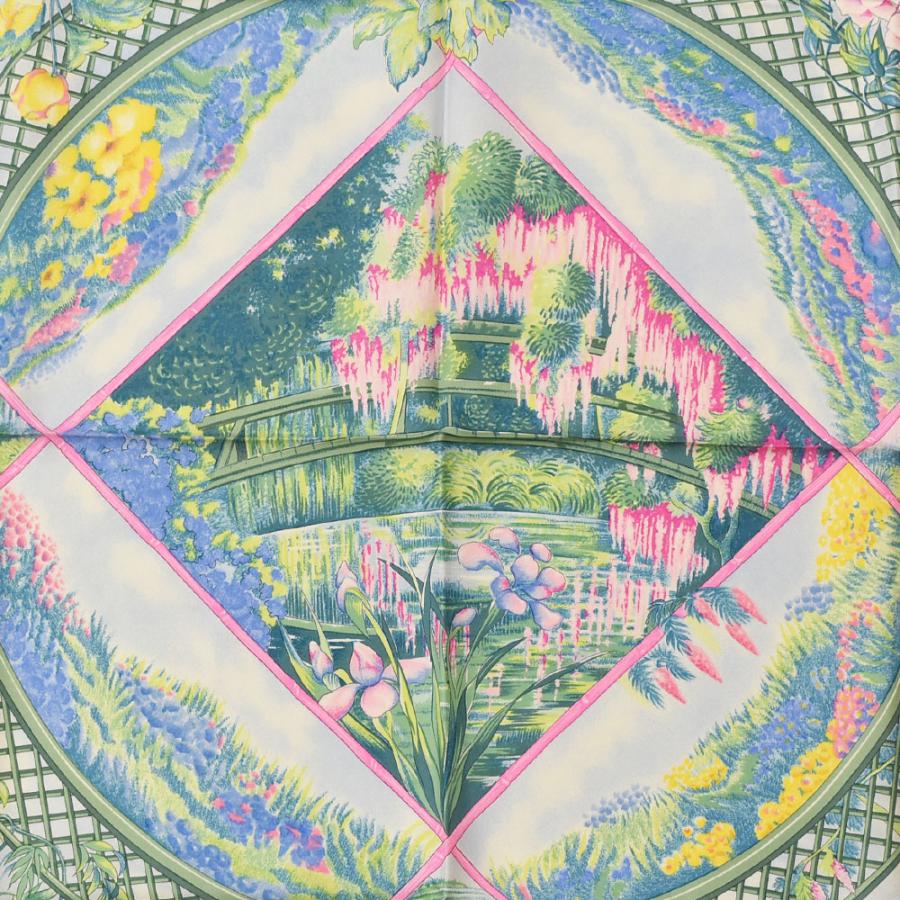 HERMES エルメス スカーフ カレ90 GIVERNY 庭 シルク100