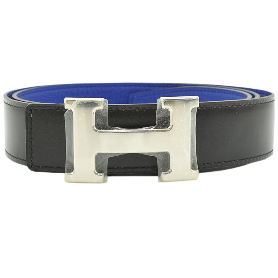 無料発送 ボックスカーフ トゴ ウエストベルト リバーシブル Hベルト95 コンスタンス Hermes エルメス エルメス ブラック ブルーエレクトリック 送料無料 中古 メンズ R刻印 財布 帽子 ファッション小物 Smssvg Org