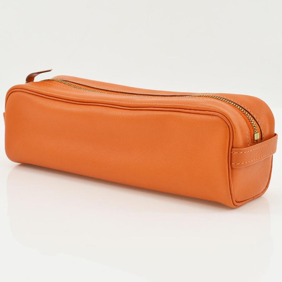 HERMES エルメス 筆箱 ペンケース ポーチ レザー オレンジ HERMES エルメス 筆箱 ペンケース ポーチ レザー オレンジ