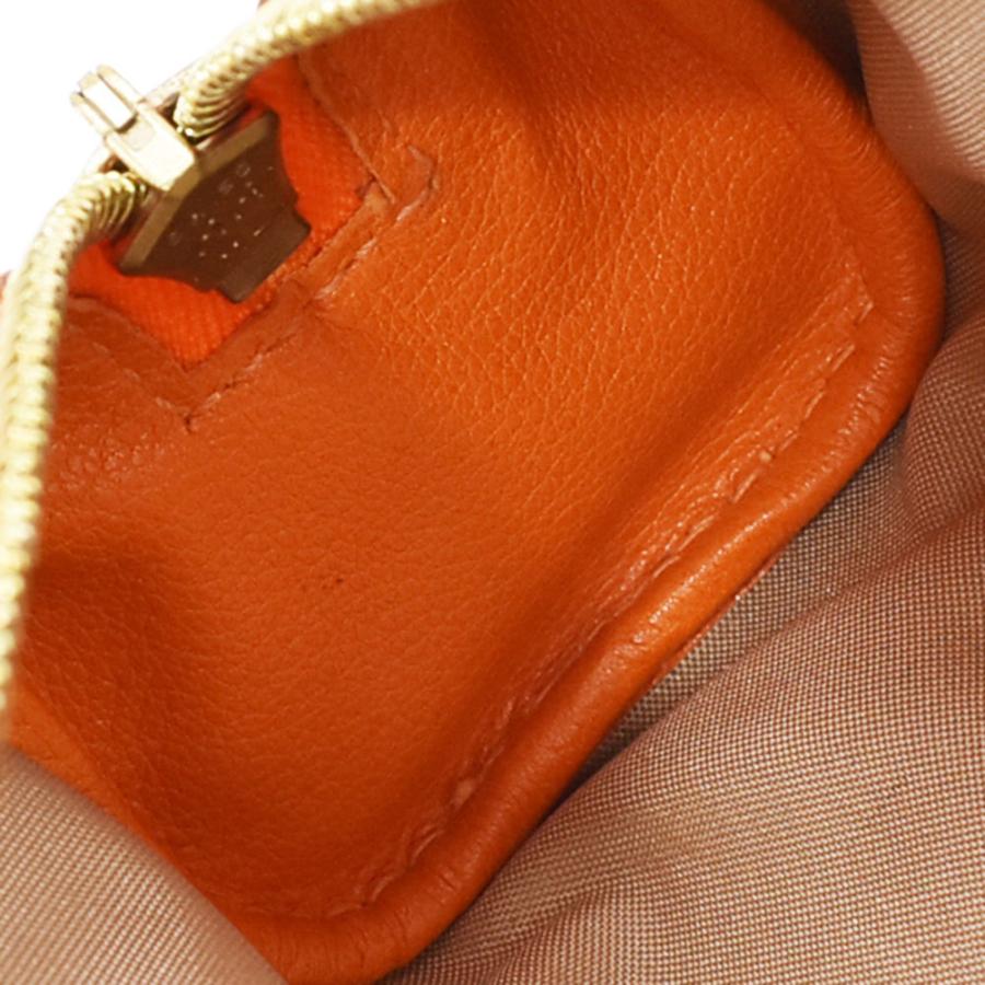 HERMES（エルメス） 筆箱 ペンケース ポーチ レザー オレンジ×ゴールド