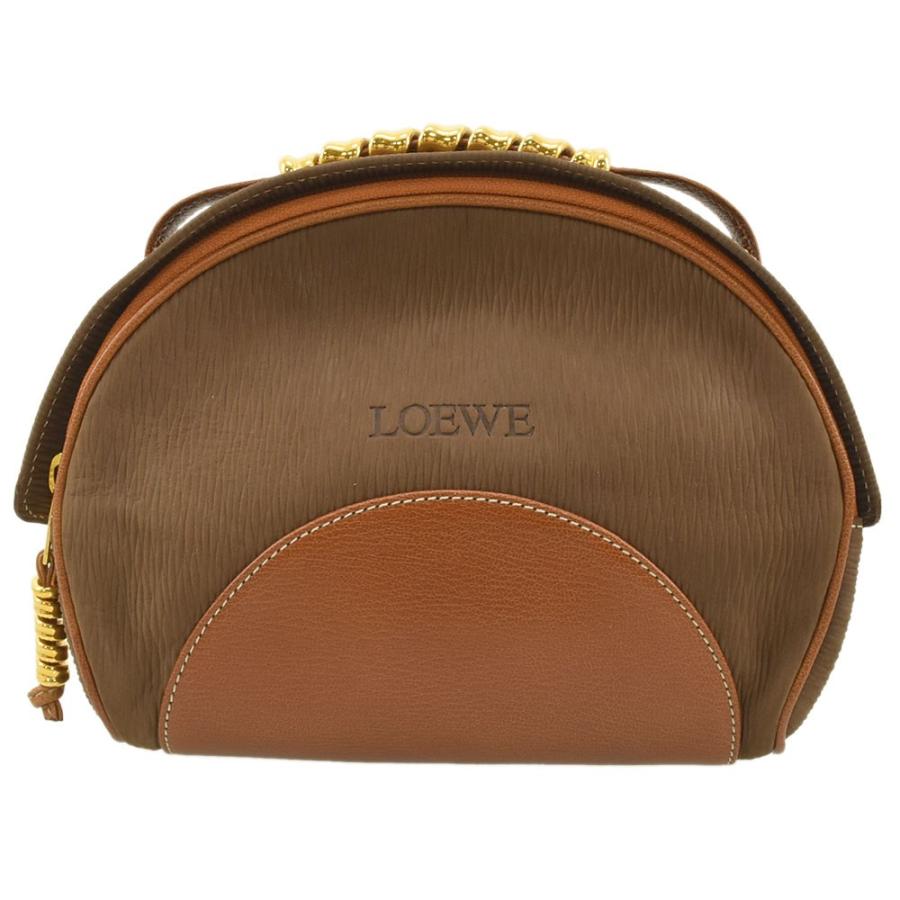 LOEWE ロエベ レザー ポーチ ブラウン/オレンジ ヴィンテージ LOEWE