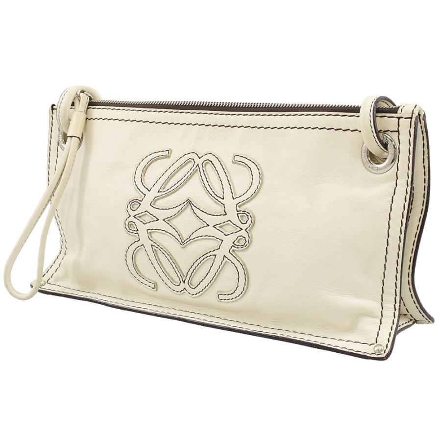 LOEWE アナグラム　ショルダーバッグ　ホワイト 極美品 ロエベ LOEWE アナグラム レザーショルダーバッグ レディース