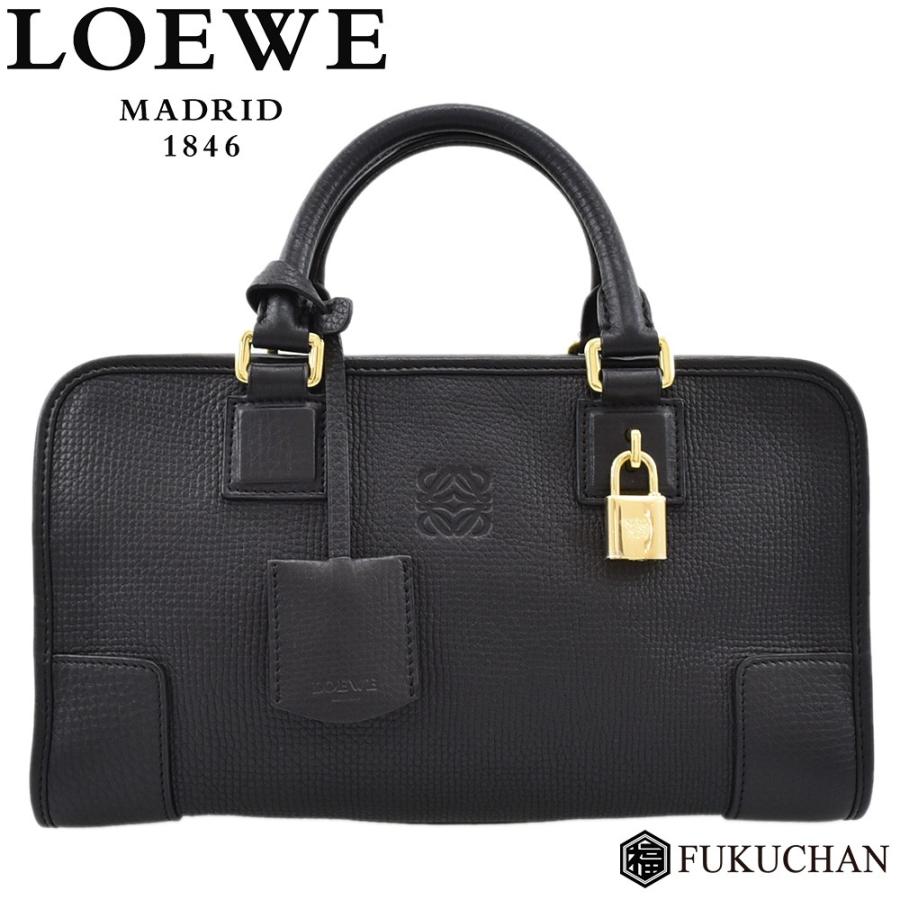LOEWE ロエベ アマソナ28 ハンドバッグ ブラック×ゴールド金具 352.45 