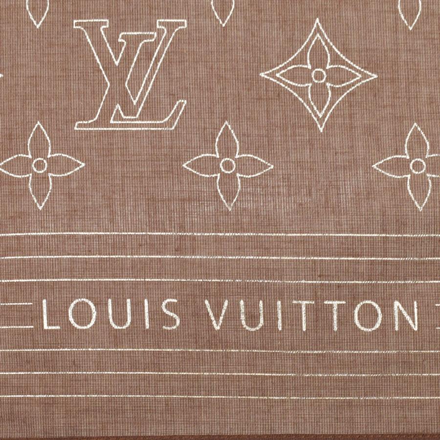 ルイ・ヴィトン LOUIS VUITTON モノグラム ハンカチ コットン100％ ブラウン×シルバー レディース 中古 送料無料