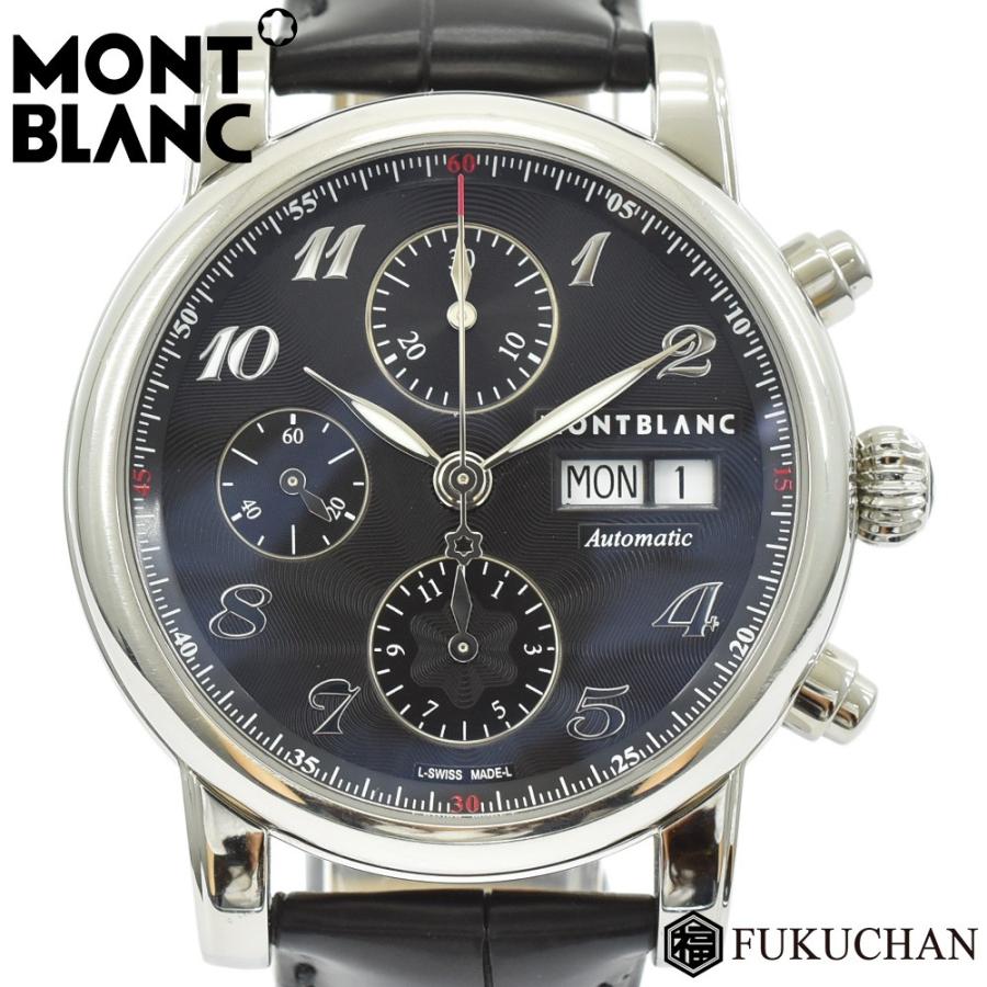 MONTBLANC/モンブランスター クロノグラフ メンズ 腕時計 黒文字盤 SS 