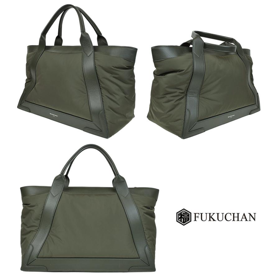 BALENCIAGA/バレンシアガ ネイビーカバスM カーキ×シルバー金具 