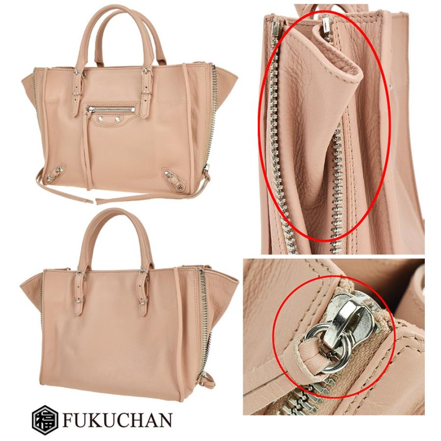 BALENCIAGA ミニペーパー フューシャピンクxシルバー金具 レザー