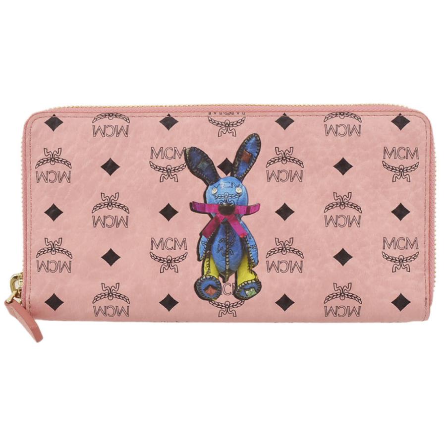 エム・シー・エム MCM 長財布 ラビット ラウンドファスナー PVC ピンク