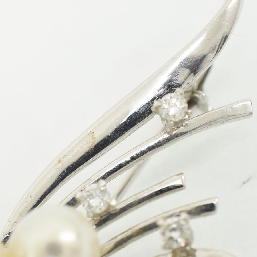 MIKIMOTO（ミキモト） ブローチ パール 5Pダイヤ リボンモチーフ