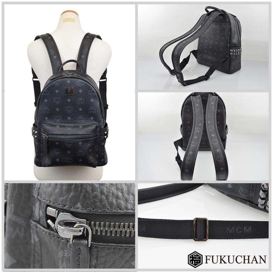 MCM スタッズ付き ブラック リュック バックパック