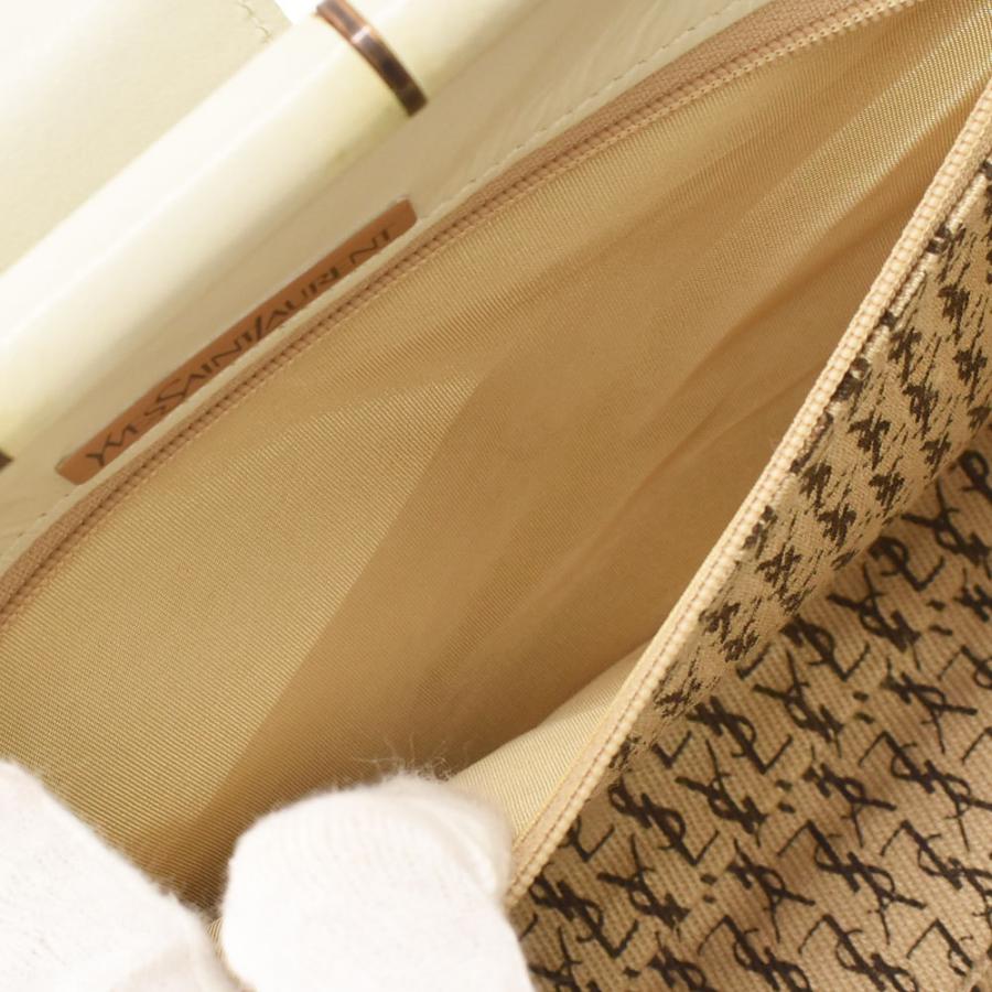 【ヴィンテージ】イヴサンローラン クラッチバッグ レザー YSLロゴ ホワイト系 Yves Saint Laurent イヴ・サンローラン YVES SAINT LAURENT