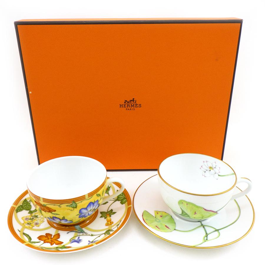 エルメス シエスタ/ナイルの庭 カップ＆ソーサー 計2客 美品 食器 花柄 