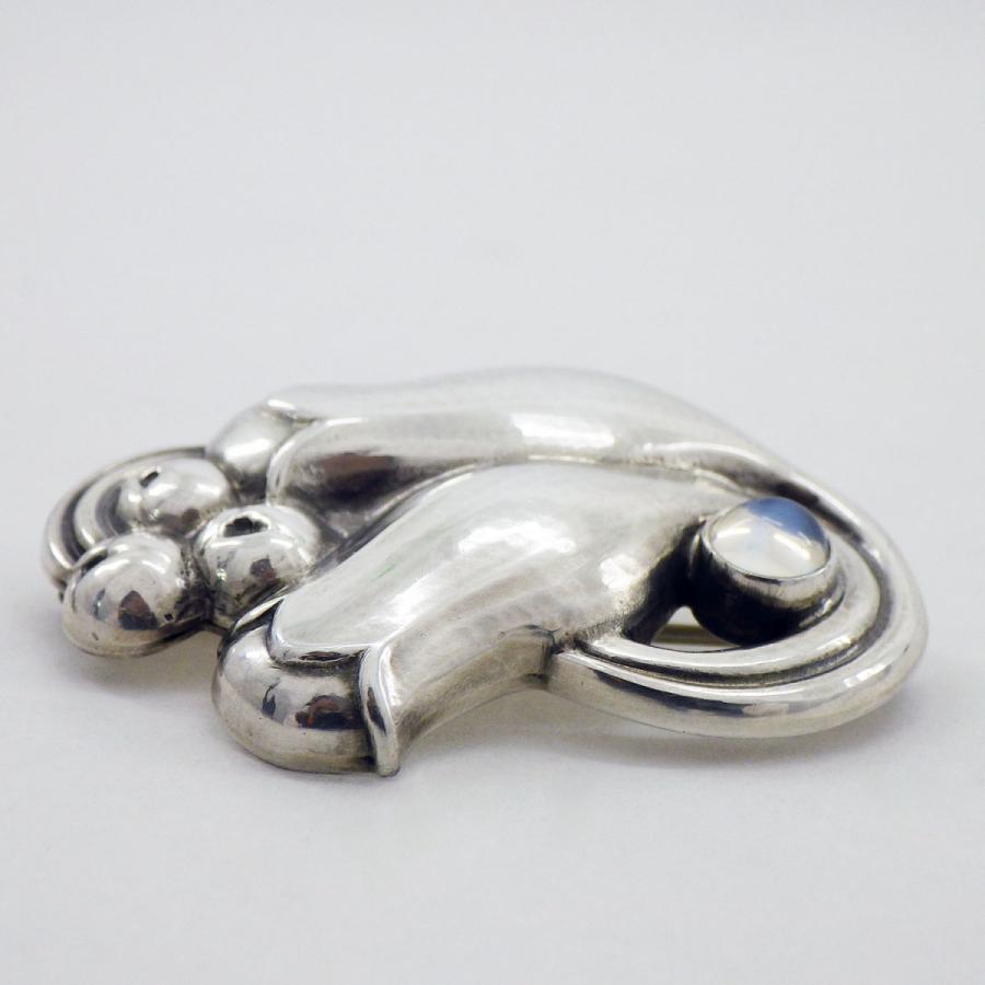 ジョージジェンセン SV925×ムーンストーン ♯100B スズラン ブローチ