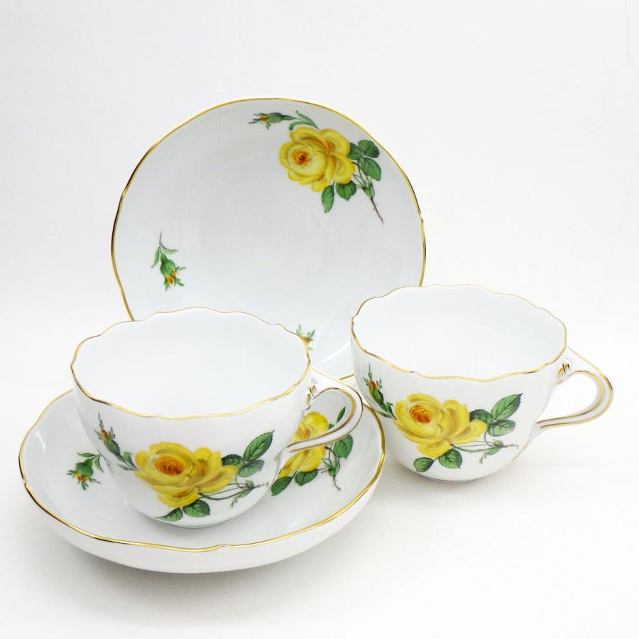 マイセン イエローローズ カップ＆ソーサー 計2客 食器 磁器 バラ 薔薇 