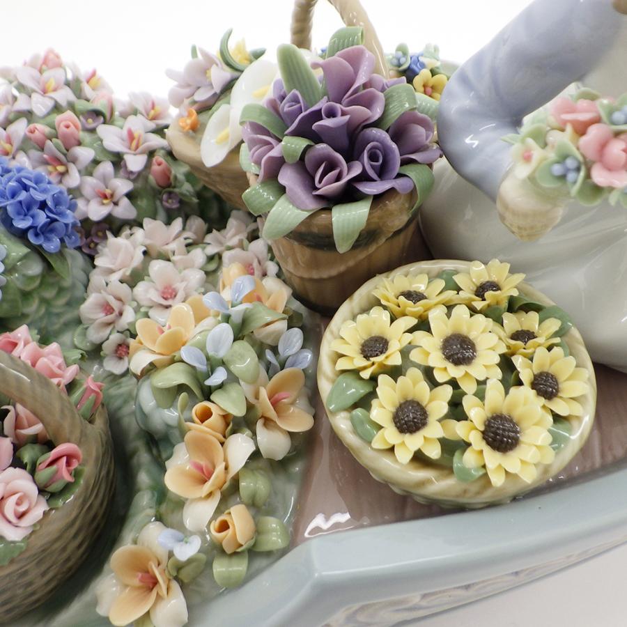 直接引取り限定※ 美品 リヤドロ 「永遠の花」#01009203 少女 船 花籠