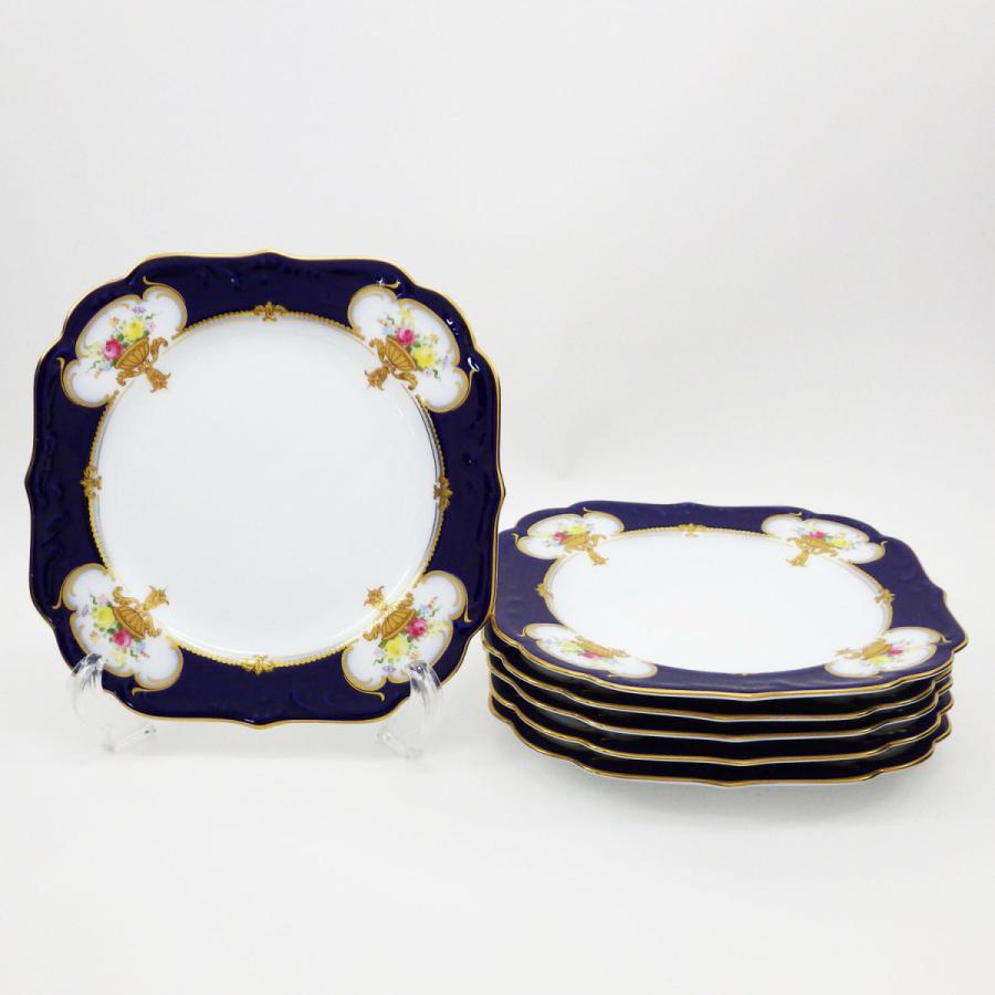 大倉陶園エンプレスローズ プレート6枚セット瑠璃