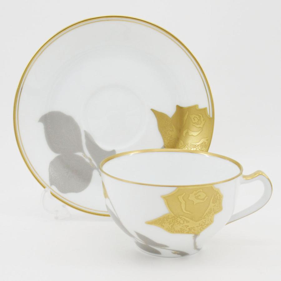 大倉陶園 金蝕バラ ティーカップ＆ソーサー 計2客 食器/磁器/ペア/薔薇
