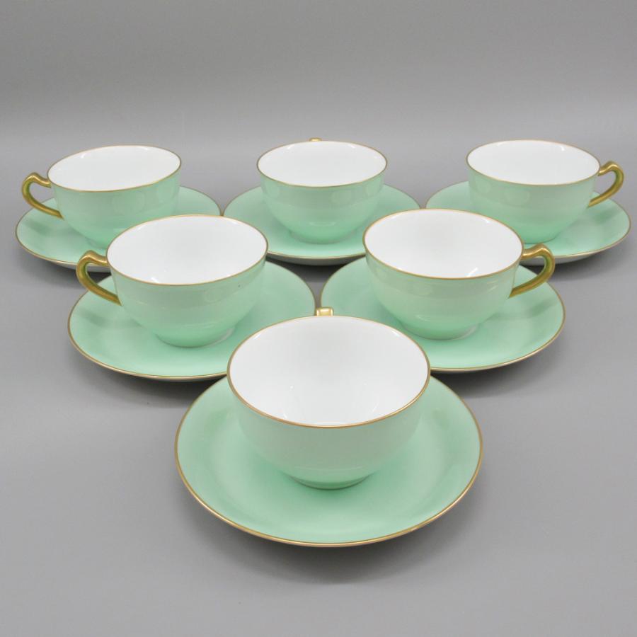 大倉陶園 色蒔き デミタスカップ&ソーサー 6客セット ライトグリーン 大倉陶園 色蒔き デミタスカップ&ソーサー 6客セット ライトグリーン