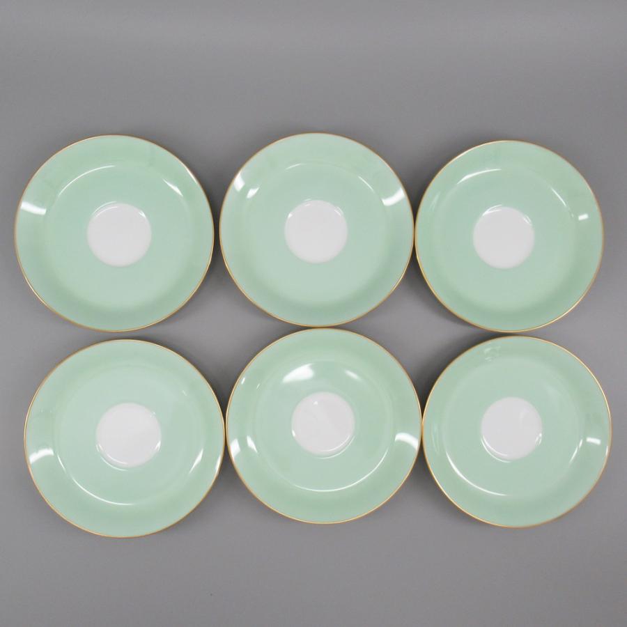 大倉陶園 色蒔き（ライトグリーン）カップ＆ソーサー 6客セット