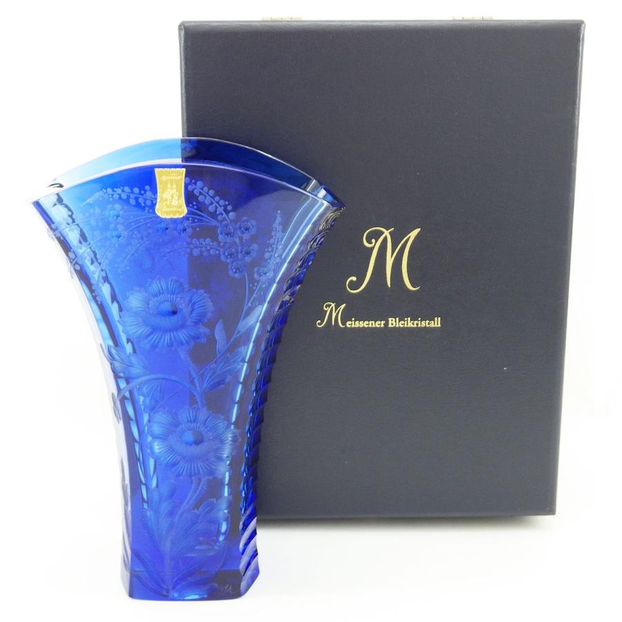 マイセンクリスタル フラワー 色被せ ブルー 23.5cm フラワー
