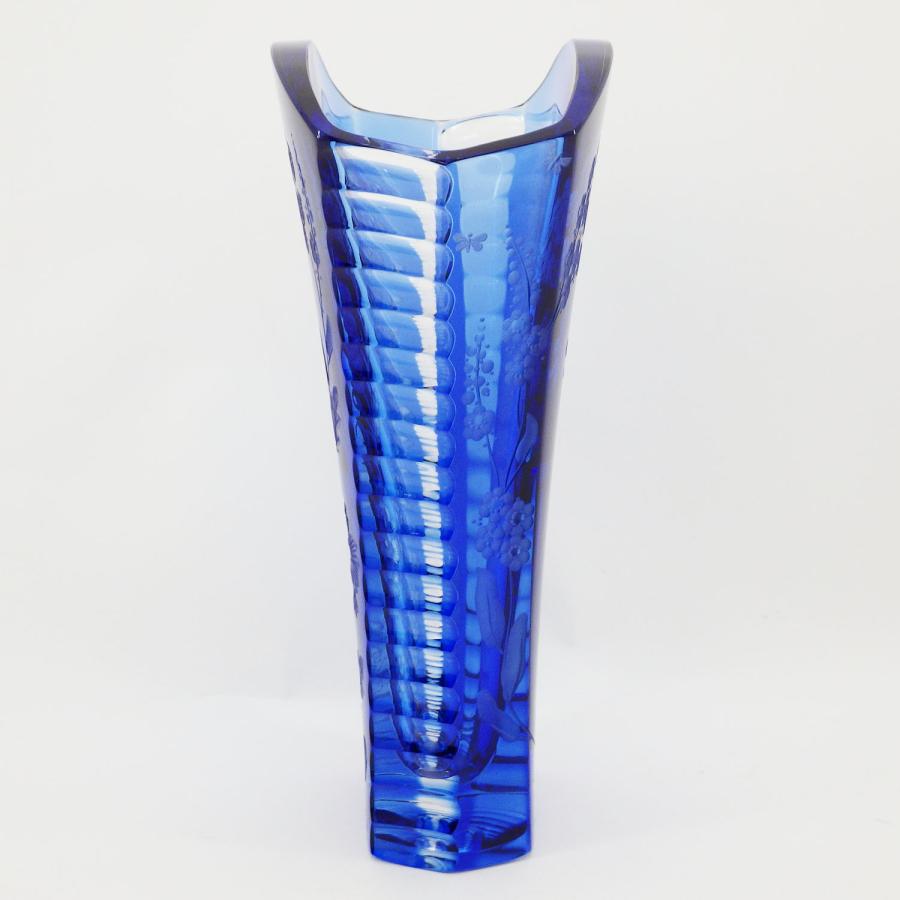 マイセンクリスタル フラワー 色被せ ブルー 23.5cm フラワーベース