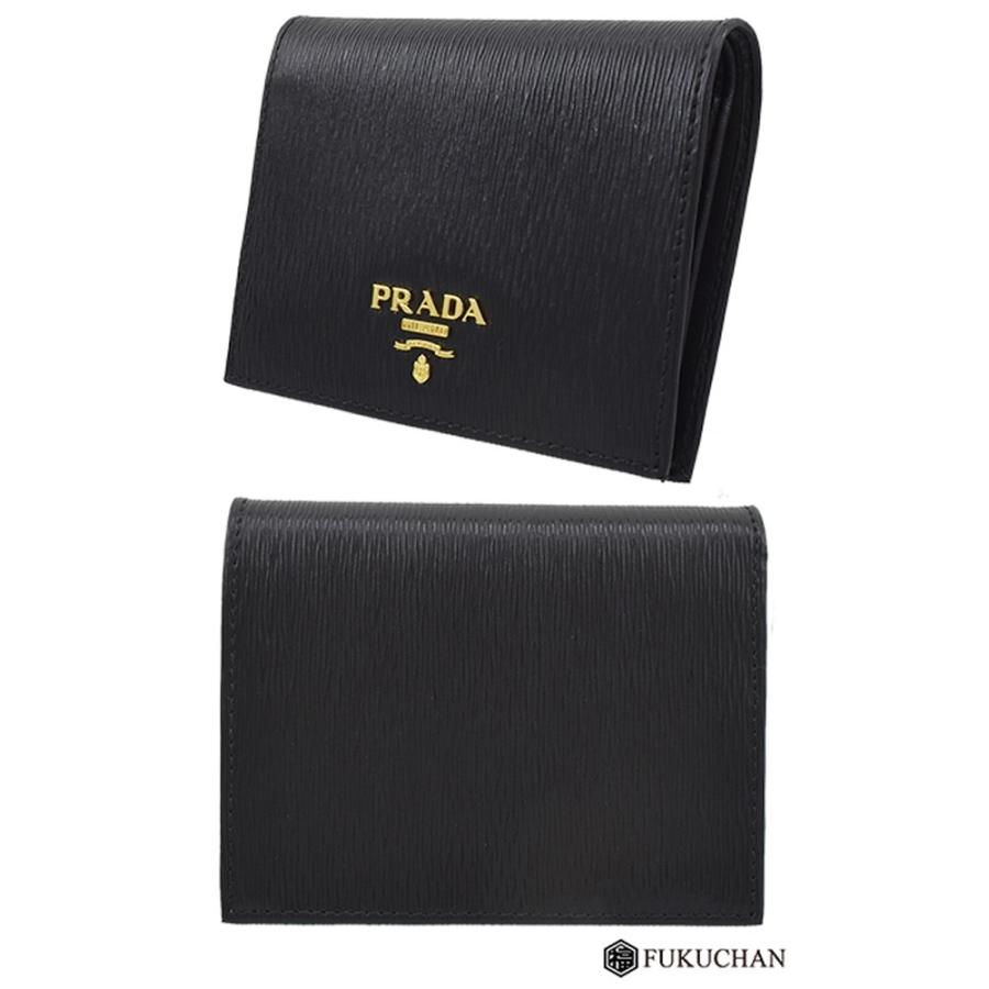 PRADA プラダ VITELLO MOVE ヴィッテロムーブ 二つ折り財布 コンパクトウォレット NERO (ネロ)×ゴールド金具 1MV204 中古