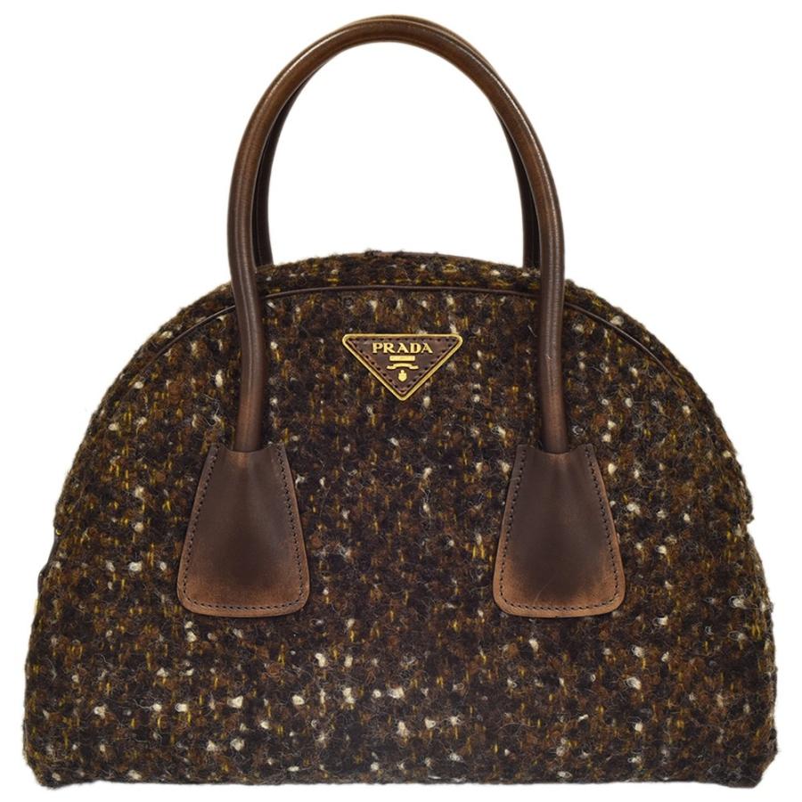 ✨極美品✨ プラダ ハンドバッグ ボーリングバッグ 三角ロゴ ナイロン カデナ PRADA プラダ 三角ロゴプレート テスートウール×レザー