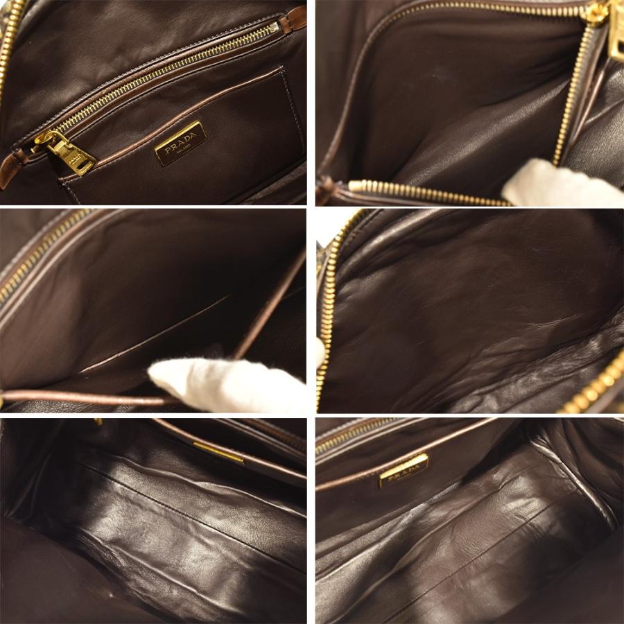 PRADA プラダ 三角ロゴプレート テスートウール×レザー