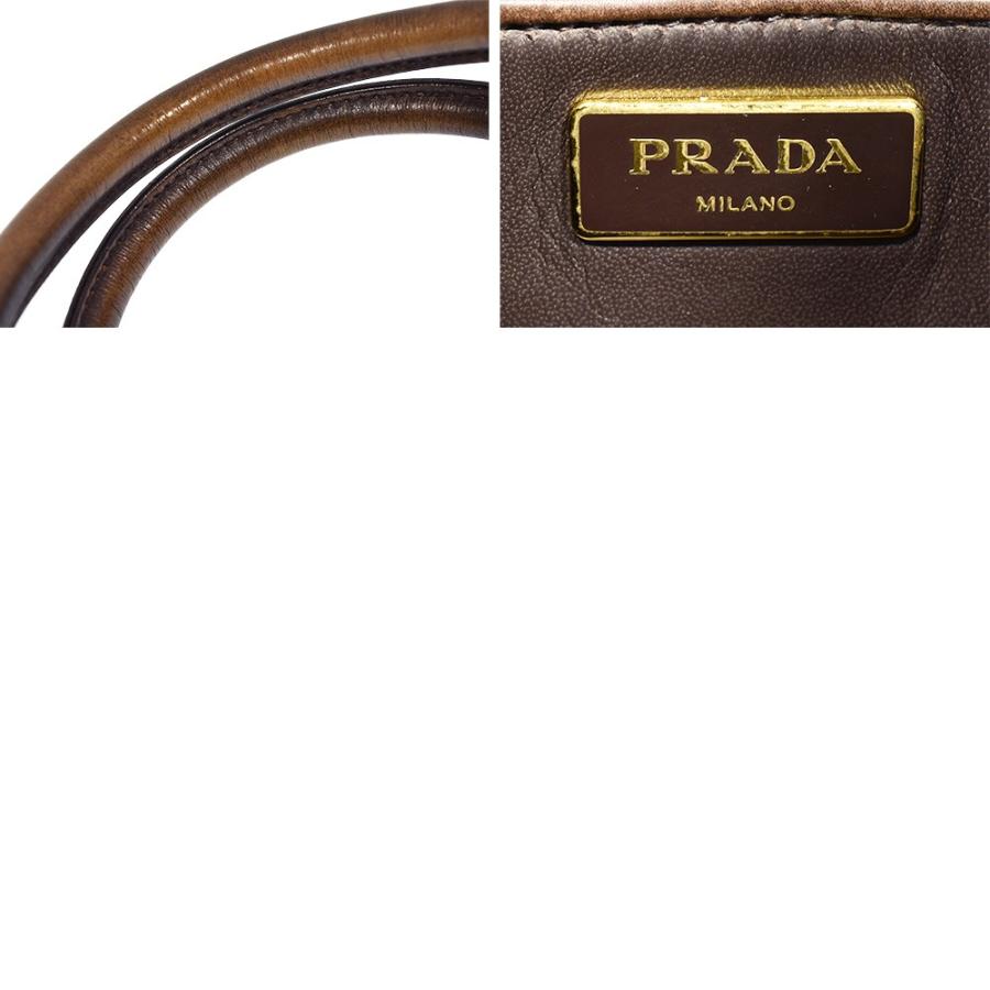 【極美品】PRADA プラダ サテン 三角ロゴ ダークブラウン　ハンドバッグ 極美品】PRADA プラダ サテン 三角ロゴ ダークブラウン ハンドバッグ
