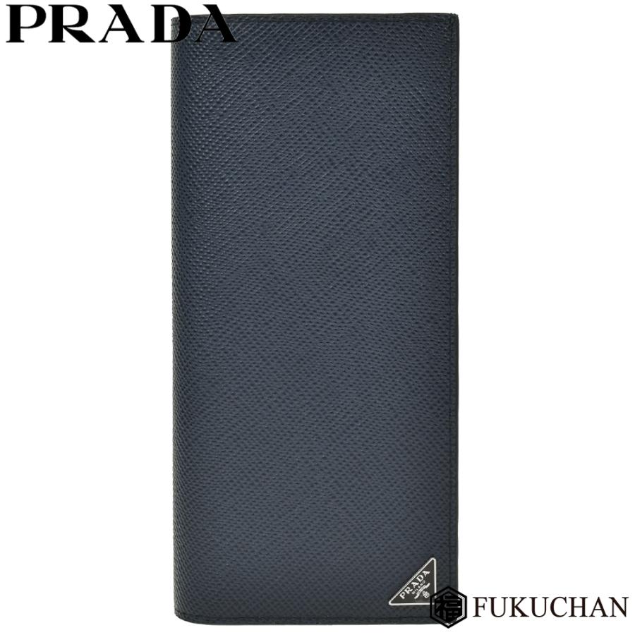 PRADA/プラダ サフィアーノ 二つ折り長財布 ネイビー×ダークグレー系 