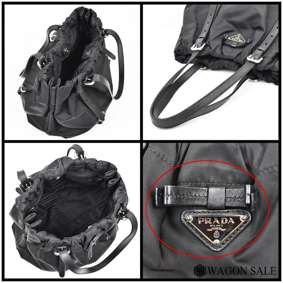 PRADA/プラダ TESSUTO/テスート×レザー リボン ショルダーバッグ 