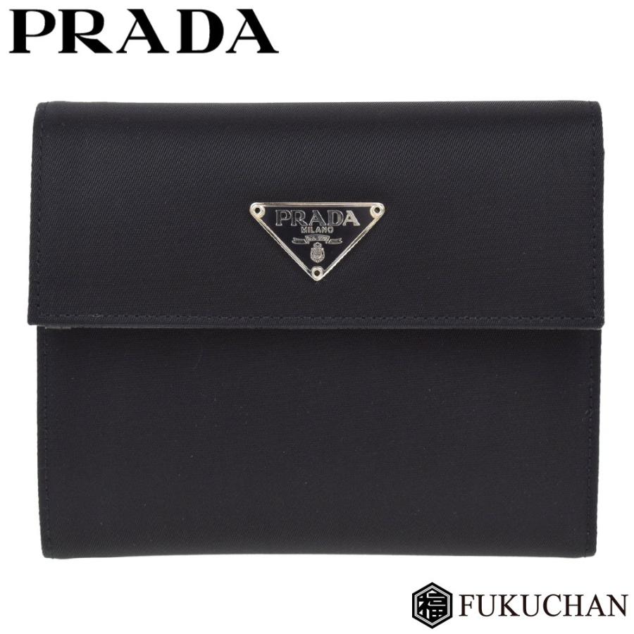 PRADA/プラダ 三つ折り財布 NERO（ブラック）テスート×レザー M170中古 