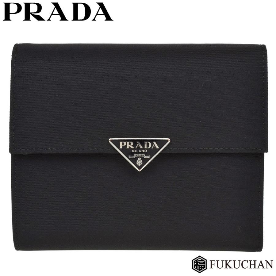 PRADA/プラダ 三つ折り財布 NERO（ブラック）テスート×レザー 1M0170