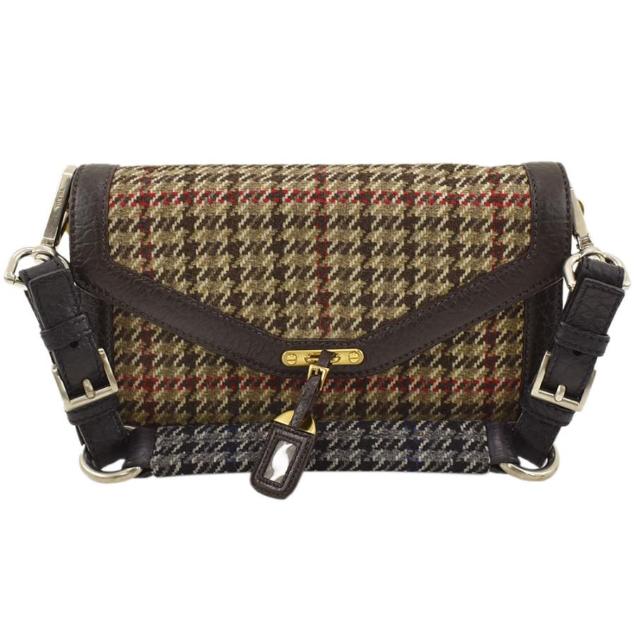 PRADA（プラダ） ショルダーバッグ 千鳥格子 肩掛け ウール×レザー