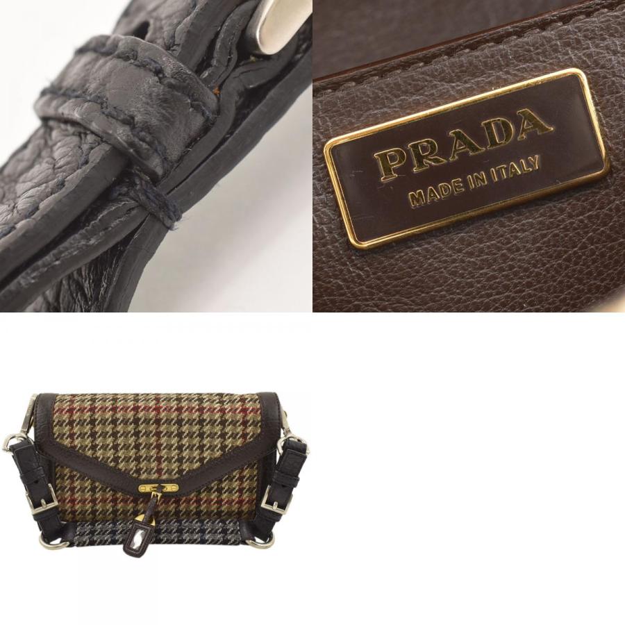 PRADA（プラダ） ショルダーバッグ 千鳥格子 肩掛け ウール×レザー