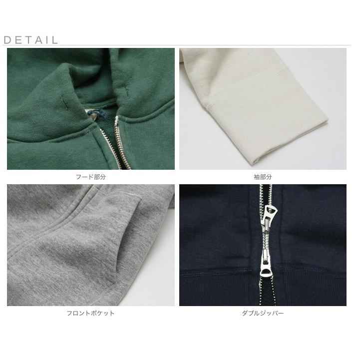 BARNS outfitters バーンズ 吊り編み裏毛 ジップパーカー ダブルジップ