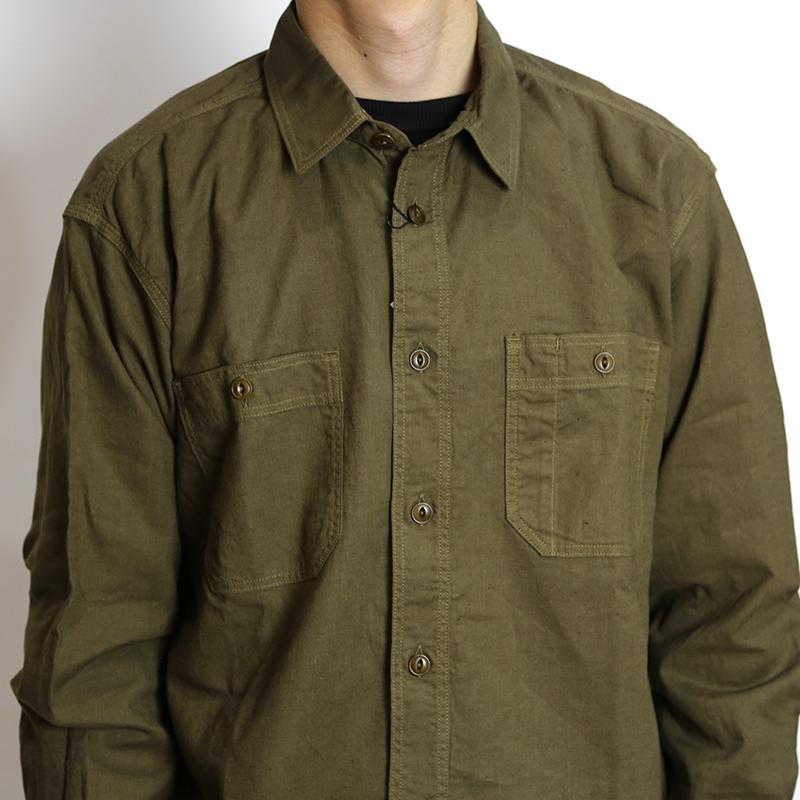 桃太郎ジーンズ（MOMOTARO JEANS） LINEN L/S SHIRT【ボタニカルダイ