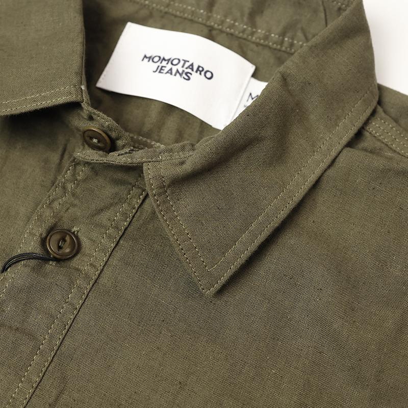 桃太郎ジーンズ（MOMOTARO JEANS） LINEN L/S SHIRT【ボタニカルダイ