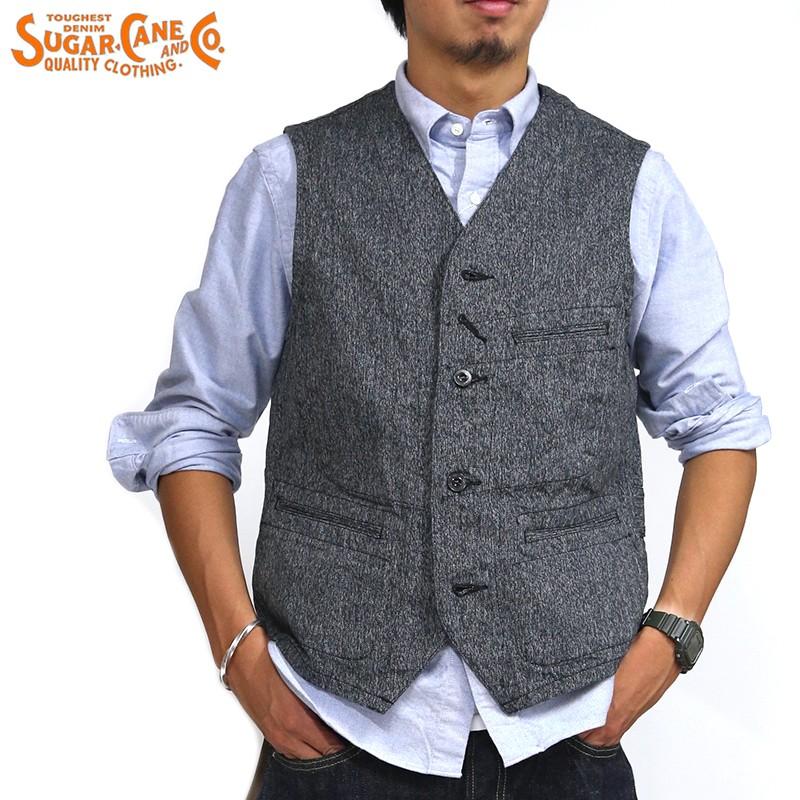 SUGAR CANE シュガーケーン 9oz. ブラックコバート ワークベスト SUGAR CANE シュガーケーン 9oz. ブラックコバート ワークベスト