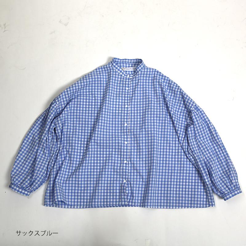 SETTO（セット） SETTO/セト ギンガムチェック スナップボタン バンド 【SETTO】SETO SHIRTサックス