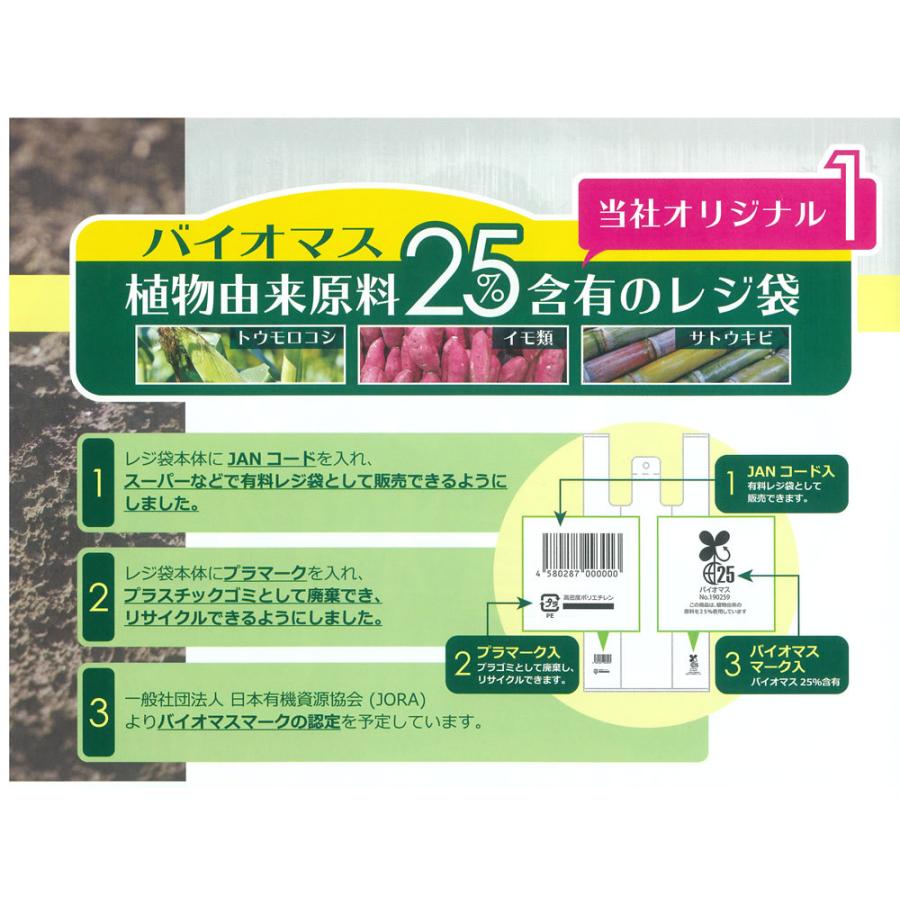 レジ袋 バイオマス 白色 プラマーク入 JANコード入 100枚入 TU60 在庫分出荷可能｜fukuro-oukoku｜04