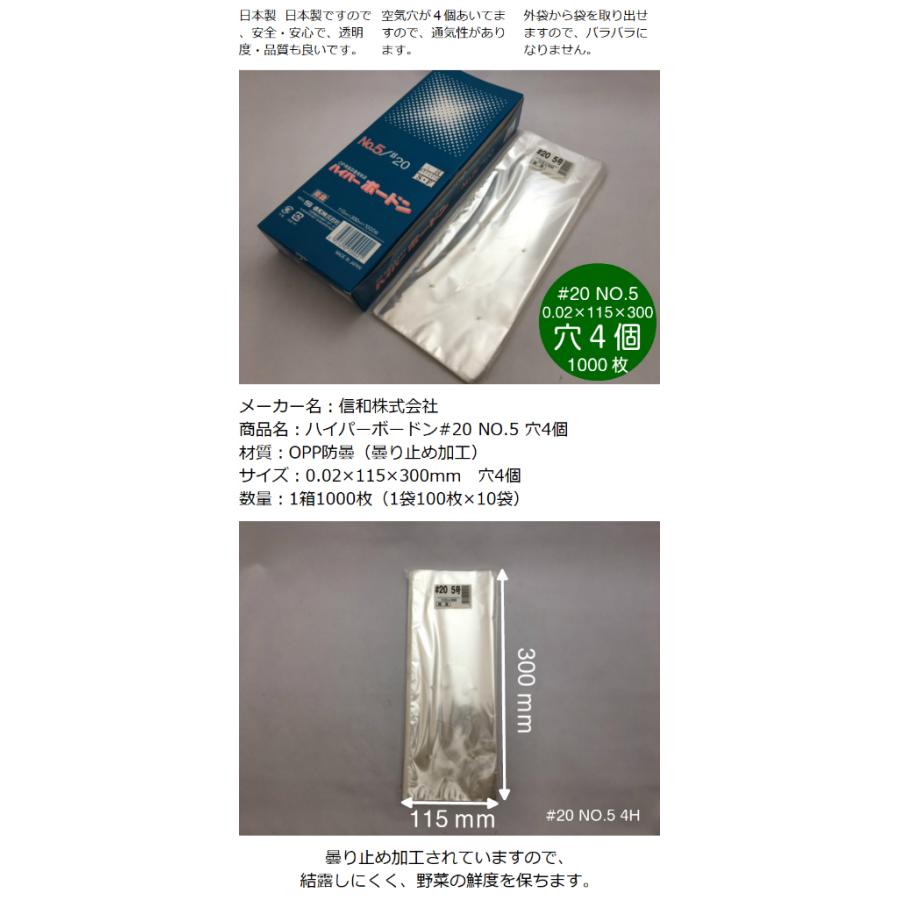 OPP ハイパーボードン #20 NO.5 4穴 0.02×115×300mm 1000枚入