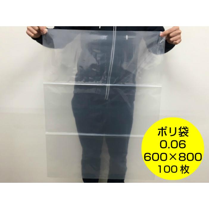 オリジナル ポリ袋 0.06×600×800mm 100枚 厚手 厚い 特大 ポリ 透明 