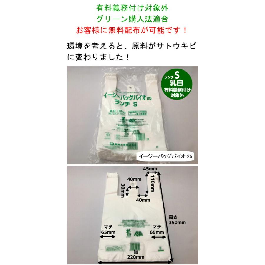 【袋単位】 【バイオ】  弁当バック S レジ袋 有料化対象外 イージーバッグ バイオ 25 ランチ S 乳白【100枚】0.012×350(220)×350mm 福助工業 弁当袋｜fukuroya-shopping｜14