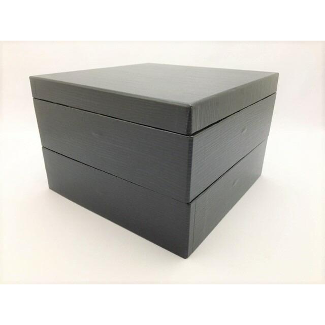 在庫限り】紙重箱 6.5寸 2段 黒うるし セット【1セット 本体2個+蓋1個 