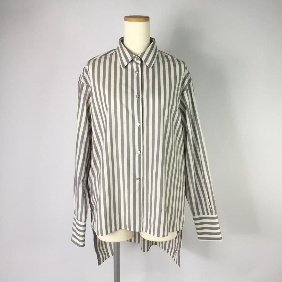 MAISON FLANEUR メゾンフラネウール ストライプシャツ 前後差ロング 長袖 コットン