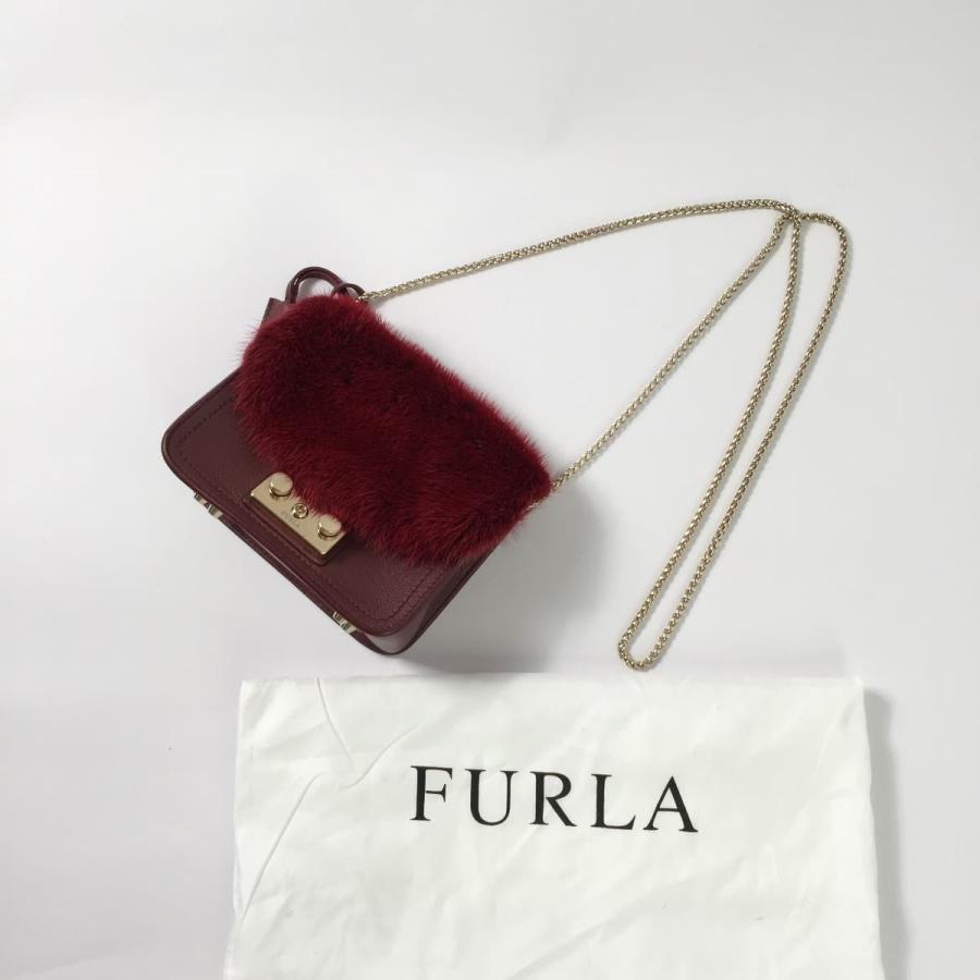 FURLA フルラ メトロポリス ミニショルダーバッグ ファー チェーン  