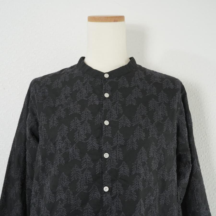 ✔️タグ付き 未使用 grin グリン シャツ ノーカラー ブラウス grin グリン ツリー刺繍 シャツ ブラウス ノーカラー 長袖