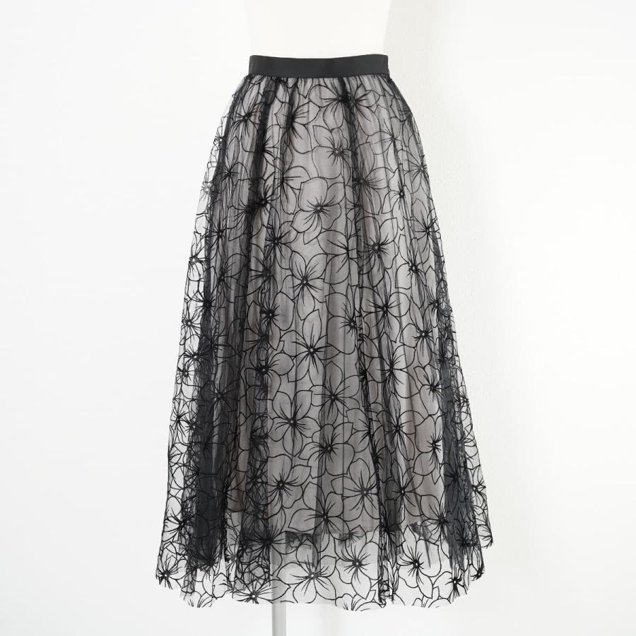 Noela ノエラ フロッキーチュールスカート フレア ロング レース  